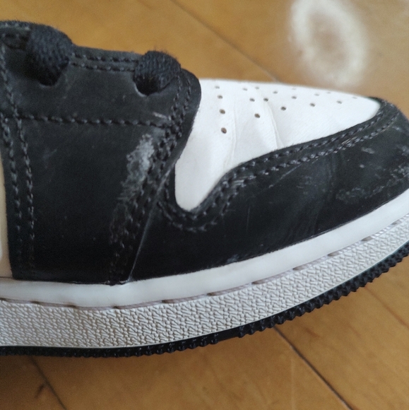 Nike Air Jordan 1 Mid Black and White with Racer Blue Accents - Picture 12 of 13